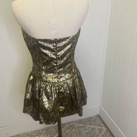 VTG Claude Bennett Women's Size 10 Metallic Gold Black Mini Dress Party Evening - Picture 5 of 9